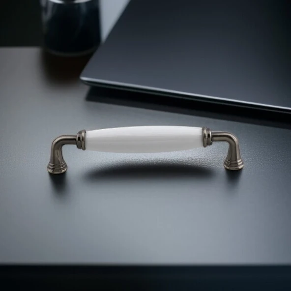 Zerrin Porselen Antik Nikel Kulp 128 mm Mobilya Çekmece Mutfak Dolabı Dolap Kapak Kulplar Kulb Kulp - 6