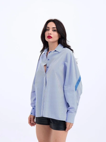 6835 GÖMLEK-MAVİ BEYAZ ÇİZGİLİ ürün görseli