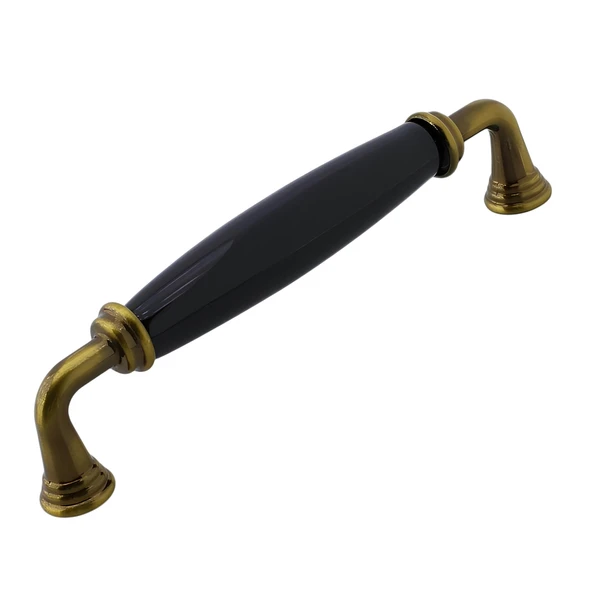 Kapıdağı Porselen Antik Sarı Siyah Kulp 128 mm Mobilya Çekmece Mutfak Dolabı Dolap Kapak Kulb Kulpu - 4