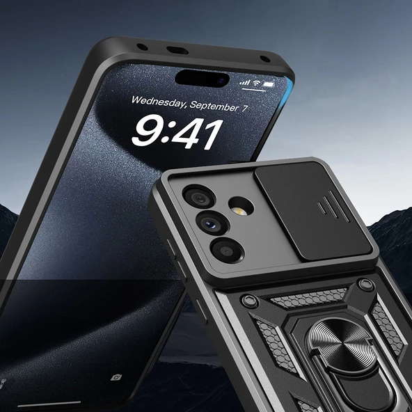 Zipax Samsung Galaxy A26 Kılıf Kamera Korumalı Standlı Tank Kpak Zr-SrVega - Resim 2