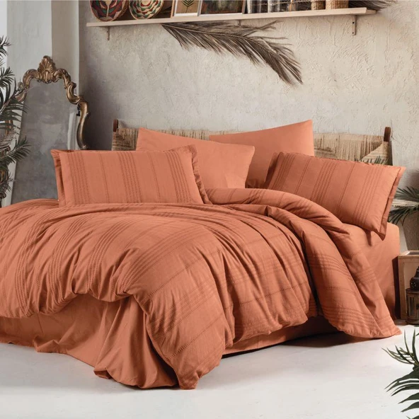 Clasy Çift Kişilik Nevresim Takımı Arakis V2 Kiremit ürün görseli