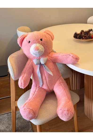 Papyonlu Pembe Dev Büyük Peluş Ayıcık 80cm Sevgililer Günü Özel Ayıcık, Hediyelik Ayı - 2