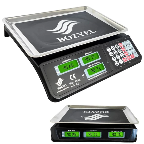 Bozyel Elektronik Market Terazisi 40 Kg ACS-809C+T