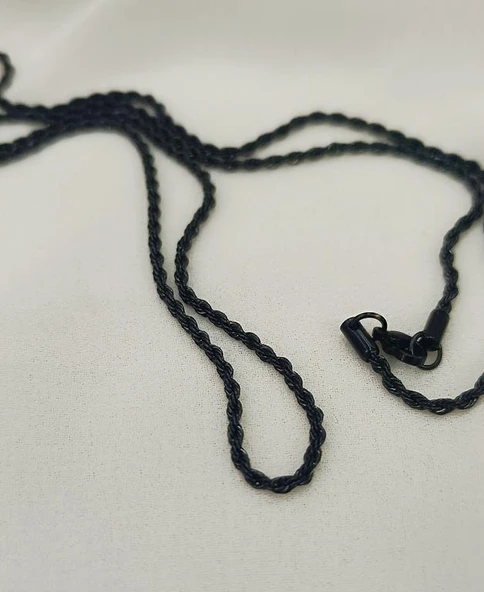 Çelik Siyah Zincir Kolye 316 L Paslanmaz Kolye Unisex Gerdanlık - 4