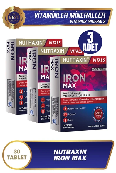 Nutraxin Iron Max 17 mg 30 Tablet 3 Adet ürün görseli 1