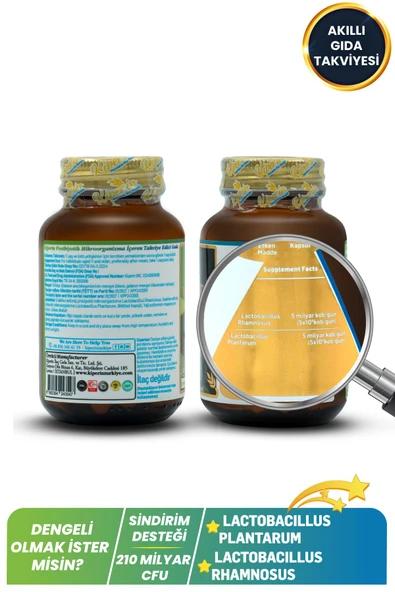 Kiperin Postbiyotik 210 Milyar Cfu Rhamnosus & Plantarum Sindirim (21Kapsül & 700mg) | Akıllı Gıda Takviyesi - 3