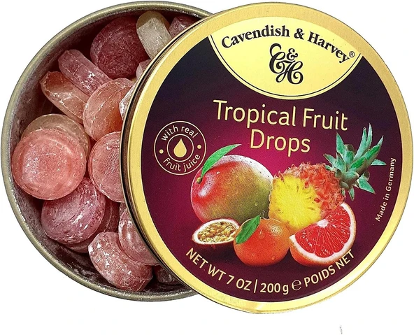 Cavendish & Harvey Tropical Fruit Drops 200g Tropikal Meyve Aromalı Şeker (2 ADET) - 3