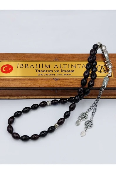 Alpaka Püskül Arpa Kesim Siyah Lacivert Ateş Kehribar Tespih - 1