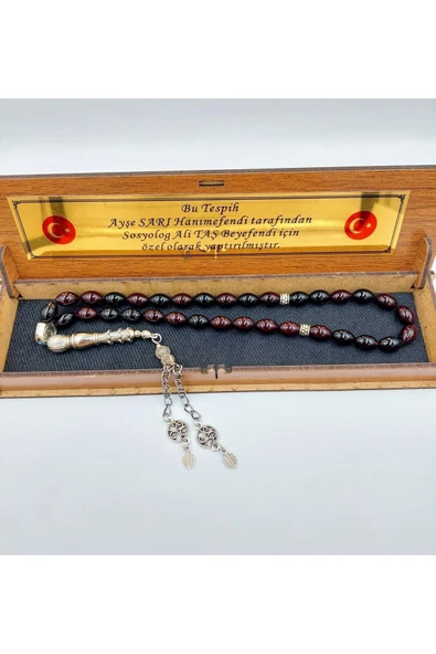 Alpaka Püskül Arpa Kesim Siyah Lacivert Ateş Kehribar Tespih - 4