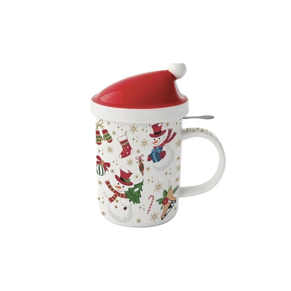 Easy Life Porselen Kupa, Kapaklı ve Metal Demlikli 370 ml 6 Farklı Tasarım ürün görseli