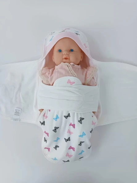 Eterelle Yenidoğan İlk Baharın Ceylanı Nakışlı Çıt Çıt Kapama Bebek Kundak Ekru - 3