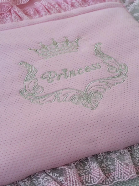 Eterelle Yenidoğan Sahra Taç Nakışlı Trilüks 2li Alt Açma Seti Pembe - 4