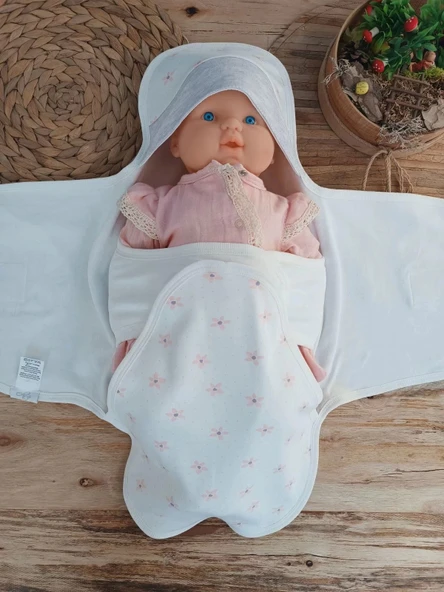 Eterelle Yenidoğan Tavşan Tayfalar Nakışlı Çıt Çıt Kapamalı Bebek Kundak Ekru - 3