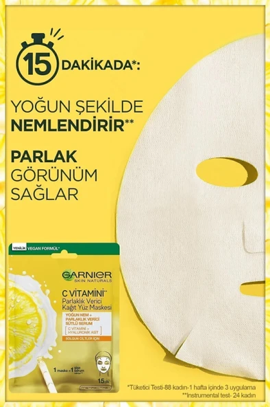 Garnier STD C Vitamini Parlaklık Verici Kağıt Yüz Maskesi Klasik - Resim 2