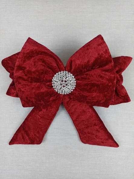 Eterelle Yenidoğan Saray Kadife Taç Nakışlı İnci Fiyonklu Dantel Duvak Trilüks Kundak Bebek Battaniye Bordo - 7