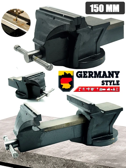 Germany Style 150mm 6'' Dövme Çelik Sabit Tezgah Masa Mengenesi - 2