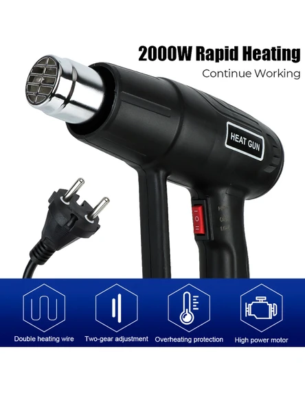 Rowermax Sıcak Hava Tabancası 2000 Watt Çift Kademeli Termik Koruma Sıcak Hava Makinesi - 2