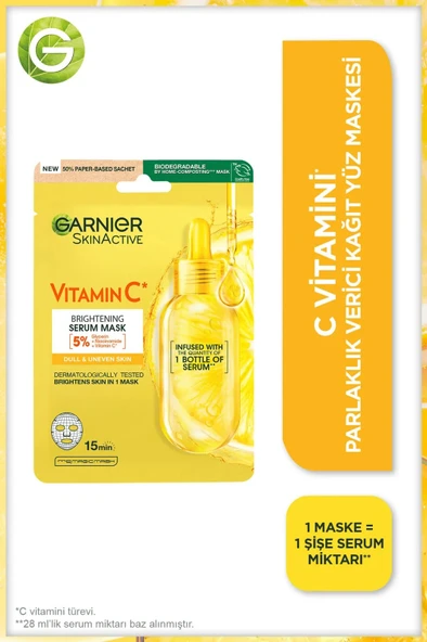 Garnier STD C Vitamini Parlaklık Verici Kağıt Yüz Maskesi Klasik ürün görseli