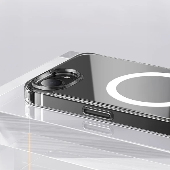 Apple iPhone 16E Kılıf M-safe Şarj Özellikli Şeffaf Sert PC Zore Embos Kapak - 2