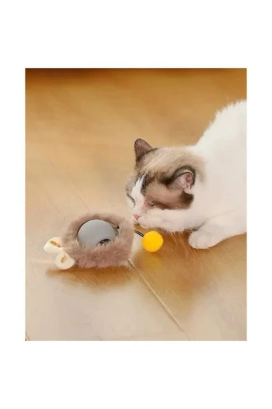 Hareketli Tüylü Top Kedi Oyuncağı Şarjlı Akıllı Oyun Topu Otomatik Yuvarlanan Pilsiz Peluş Oyuncak - 4