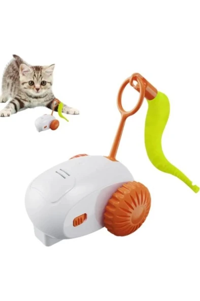 Şarjlı Araba Kedi Oyuncağı Hareketli Evcil Hayvan Eğlenceli İnteraktif Tüylü Oyuncak - 2