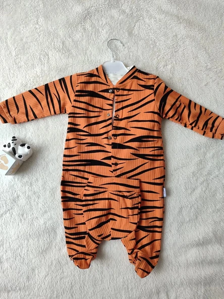 Eterelle 3-6-9-12 Ay Pooh Desenli Zebra Çizgili Şapkalı Sweatli 3lü Kız Erkek Bebek Tulumu(sarı) Sarı - 7