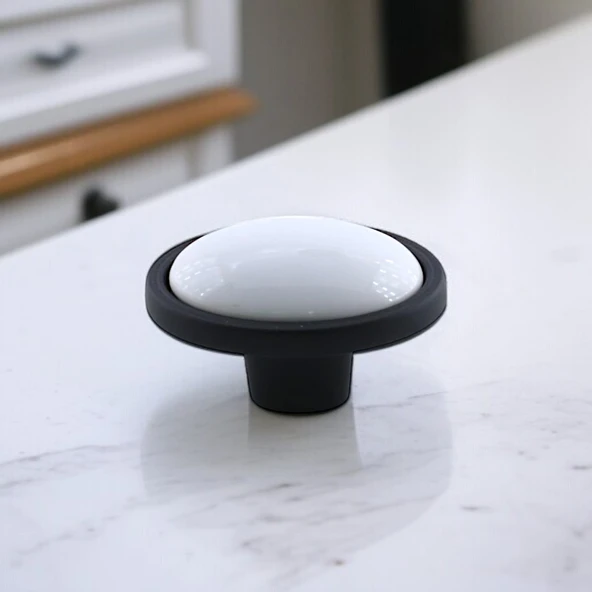 Çoruh Porselen Siyah Kulp Düğme Çekmece Mutfak Mobilya Dolabı Dolap Kulpu Kulbu Metal Kulpları - 7