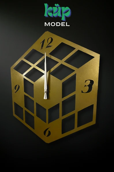 MOOCLOCK Küp Model Duvar Saati Gold - Resim 2