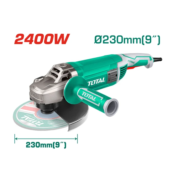 Total Elektrikli Büyük Avuç Taşlama Spiral Makinesi 2400 W 6400 rpm Kömürlü M14 Mil 230 mm Disk Çapı - 2