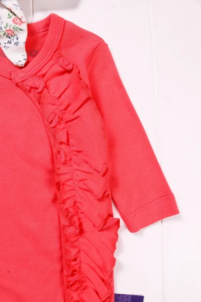 Eterelle Çiçek Desenli Kız Bebek 4'lü Tulum Seti - Resim 4