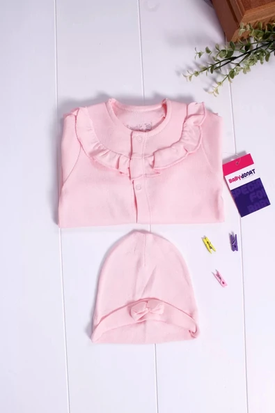 Eterelle Robası Astarlı Fiyonk Şapkalı Kız Bebek Tulum - 3