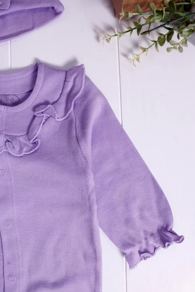 Eterelle Robası Astarlı Fiyonk Şapkalı Kız Bebek Tulum - 3