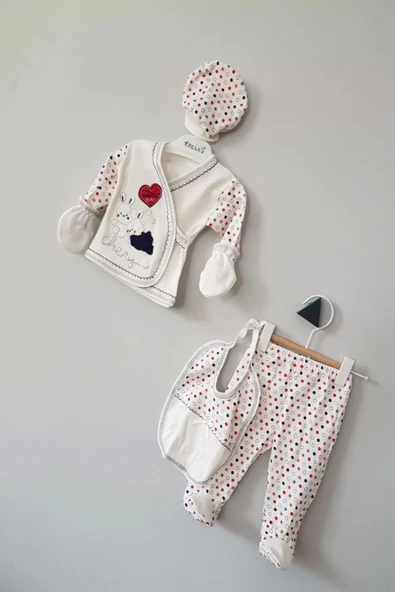 Eterelle Erkek Bebek Kutulu Tavşan 5li Zıbın Seti - Resim 4