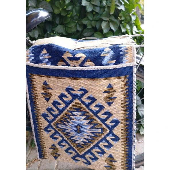 Motosiklet. Elektrikli Bisiklet. Heybesi 2 Gözlü Kilim Çanta Küçük-Kırmızı - 6