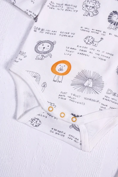 Eterelle Aslan Desenli Uzun Kol 2'li Erkek Bebek Body - 6