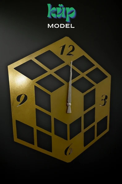MOOCLOCK Küp Model Duvar Saati Gold - Resim 3
