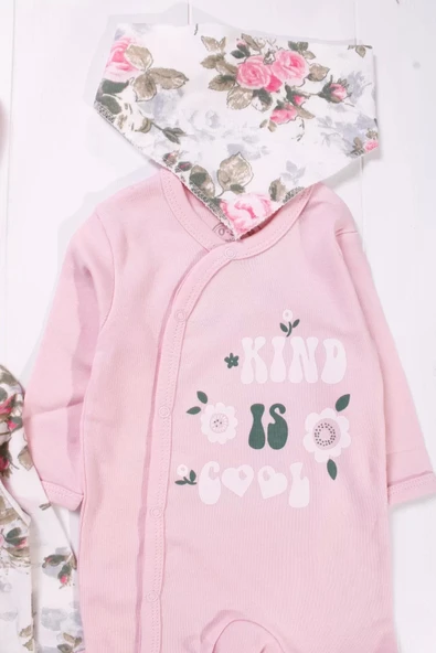 Eterelle Kind İs Cool Desenli Nakışlı Kız Bebek 4'lü Tulum Seti - 2