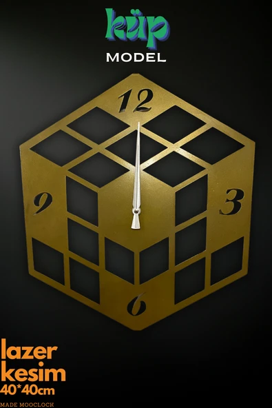 MOOCLOCK Küp Model Duvar Saati Gold ürün görseli 1
