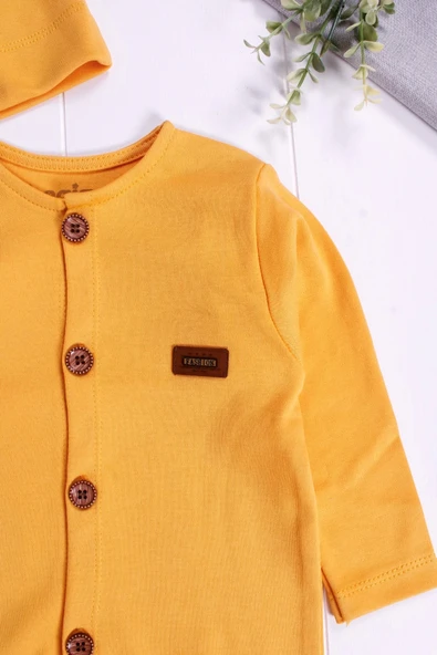 Eterelle Düğmeli Önden Açık İnterlok Tulum - Resim 2