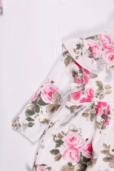 Eterelle Çiçek Desenli Fiyonk Bandanalı Kız Elbisesi - 3