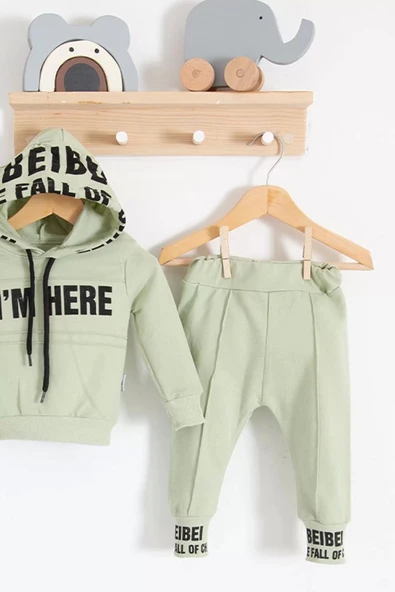 Eterelle I'm Here Desenli 2'li % 100 Pamuk Erkek Bebek Takımı - Resim 3