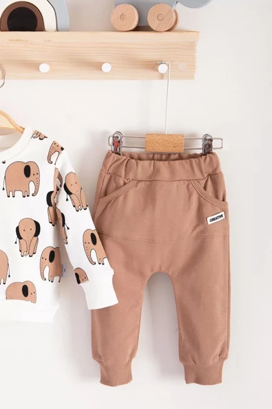 Eterelle Fil Desenli 2'li % 100 Pamuk Erkek Bebek Takımı - 3