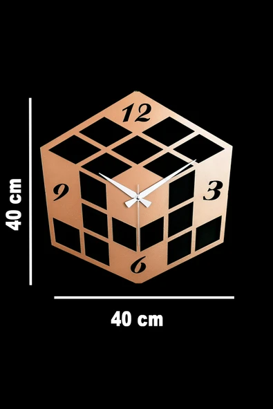 MOOCLOCK Küp Model Duvar Saati Bakır - Resim 3