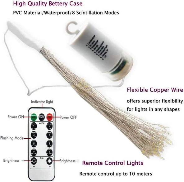 MULTİ COLORS LED FİRE WORK LED LİGHT HAVAİ FİŞEK LED IŞIK KUMANDALI IŞIK YILBAŞI AĞACI IŞIĞI NOEL IŞIĞI - Resim 2