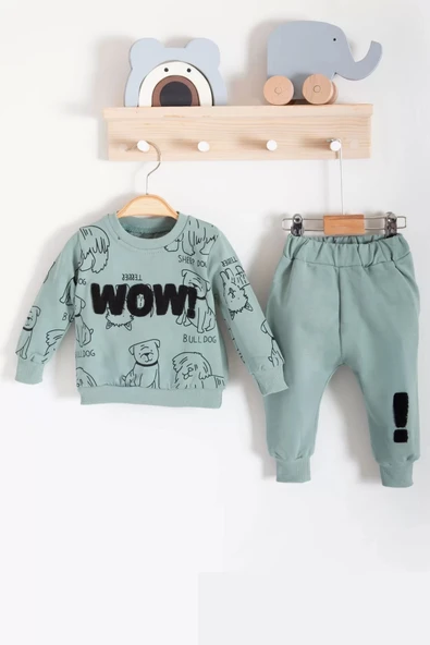 Eterelle Wow Nakışlı Pamuklu 2'li Erkek Bebek Takımı ürün görseli