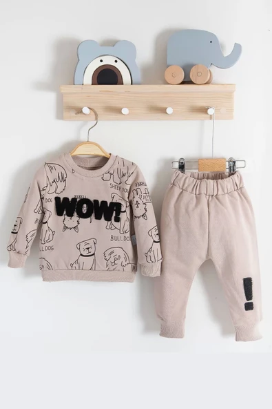 Eterelle Wow Nakışlı Pamuklu 2'li Erkek Bebek Takımı