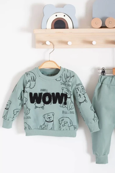 Eterelle Wow Nakışlı Pamuklu 2'li Erkek Bebek Takımı - Resim 2