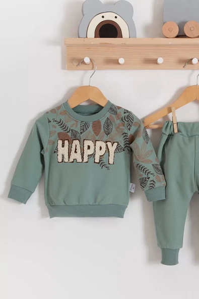 Eterelle Happy Yaprak Desenli 2'li Erkek Bebek Takım - 2