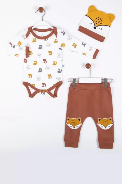 Eterelle Little Fox Desenli 3'lü % 100 Pamuklu Erkek Takım - 1