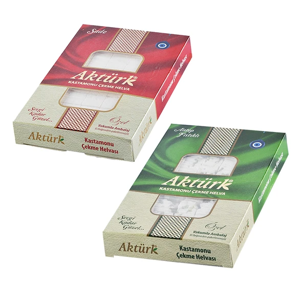 Aktürk Kastamonu Çekme Helva Sade ve Fıstıklı 250 gr 2 li Karma Paket
